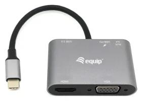 Equip Dock 5v1 USB-C / Dokovacia stanica / HDMI 4K / VGA / PD 100W / USB 3.2 / 0,15 m (133483)