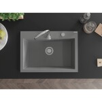 MEXEN MEXEN - Elix granitový drez 1-miska 700 x 500 mm, sivý, sifón chróm 6526701005-71