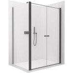 CERANO - Sprchovací kút Antelo L - Ľ/P - 6 mm - čierna matná, transparentné sklo - 92x100 - otočný CER-666529