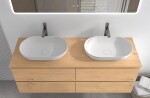 CERANO - Kúpeľňová skrinka Carole + doska pod umývadlo Navira Slim - 18 mm - dub medový - 140x49, 8x46 CER-8050BD82823