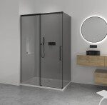 CERANO - Sprchovací kút Lantono L/P - 8 mm - Soft-Close - čierna matná, grafitové sklo - 160x70x195 - posuvný CER-8050BD7535
