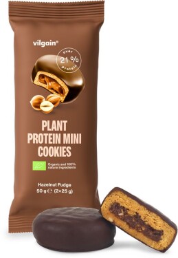 Vilgain Plant Protein Mini Cookies BIO – Lieskovorieškový fondán 50 g (2 x 25 g)