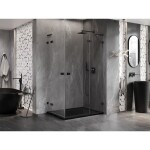 MEXEN/S - Lunar L Duo sprchový kút dvere krídlové pravá 90 x 85, transparent, čierna 834L-090P-085L-70-00