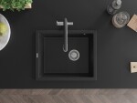 MEXEN MEXEN - Pedro granitový drez 1-miska 560x460 mm, čierna / strieborná metalíza 6508561000-73