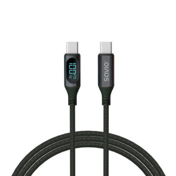 SAVIO CL-174 USB-C kábel 1m čierna / displej (KBASAVUSB0026)