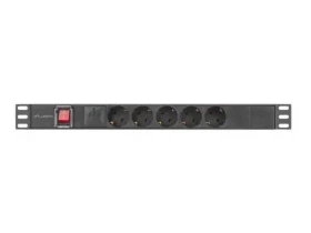 Lanberg PDU čierna / Zásuvková lišta do racku / 19" 1U / 5x zásuvka Schuko / IEC C14 / 10 A / 2 m (PDU-05F-0200-IEC-BK)
