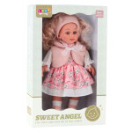 Mamido Bábika Sweet Angel v ružových šatách s kvetinovým vzorom a čelenkou 36 cm