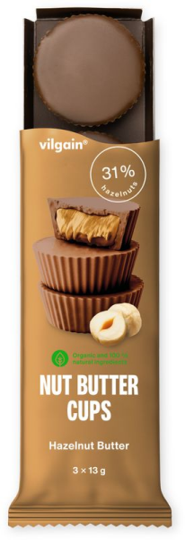 Vilgain Nut Butter Cups BIO – lieskovorieškové maslo 39 g (3 x 13 g)