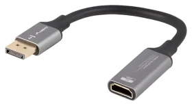 Lanberg DisplayPort - HDMI strieborná / Redukcia / 8K / 20 cm (AD-DP-HD-04)