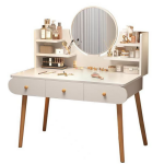 Mamido Kozmetický stolík so zrkadlom a tromi zásuvkami biely 100x40x120cm