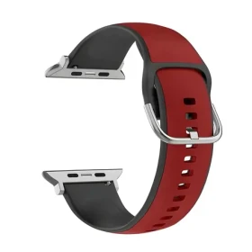 Beline Silico Leather červeno-čierna / Remienok pre Apple Watch / 42/44/45/49 mm / silikón/eko-koža