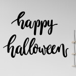 Veselá Stena Samolepka Happy Halloween Farba: fialová, Veľkosť: 60 x 43 cm