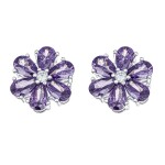 CRYSTalp Kytičkové náušnice s fialovými kryštálmi Flower Kiss 42288.VIO.R