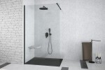 BESCO - Walk-in sprchovací kút AVEO BLACK - Farba rámu zásteny - Hliník čierny, Pevná stena - Bez pevnej steny, Rozmer A - 110, Rozmer C - 195, Výplň - Číre bezpečnostné sklo - 8 mm BCAVEO110BL