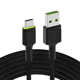 Green Cell Cable Ray čierna / Dátový kábel / USB-A - USB-C / zelené LED podsvietenie / QC 3.0 / 1,2 m (KABGC06)