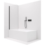 CERANO - Vaňová zástena jednodielna Chiara L/P - čierna / transparentné sklo - 100x140 - otočná CER-476849