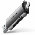 Axagon CRE-SAC, USB-C + USB-A 3.2 Gen 1 - čítačka kariet, 2-slot SD/microSD, podpora UHS-I (CRE-SAC)