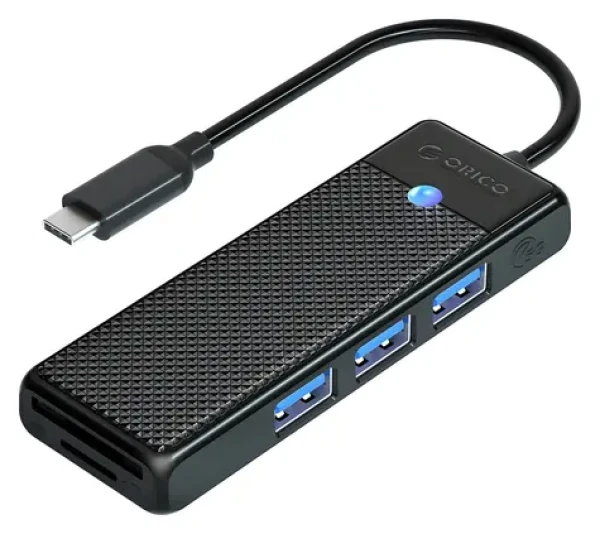 Orico PAPW3AT-C3 čierna / USB hub / 3x USB-A 3.0 / čítačka microSD / SD kariet / kábel 0,15 m
