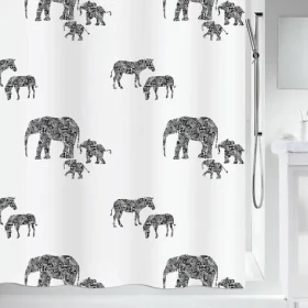 Spirella SERENGETI biely / Sprchový záves / motív zvieratá / polyester / 180 x 200 cm