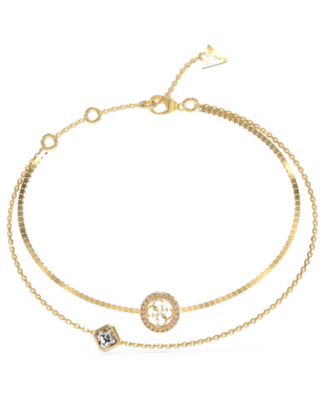 Guess Dvojitý pozlátený náramok 4G Crush JUBB04160JWYG 18,5 cm