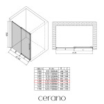 CERANO - Sprchové posuvné dvere Lantono L/P - 8 mm - Soft-Close - čierna matná, transparentné sklo - 140x195 CER-432052