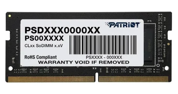 Patriot Signature 8GB (1x8GB) 2666MHz (PSD48G26662S) / SO-DIMM / DDR4 / CL19 / Unbuffered / Non-ECC / 1.2V (PSD48G26662S)