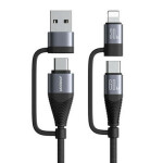 Joyroom SA37-2T2 Nabíjací kábel USB-A/C (M) - USB-C + Lightning (M) 60W 1.2m čierna (SA37-2T2 1.2m Bl)