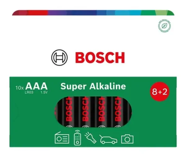 BOSCH LR03SA10B/00 / Alkalická batéria AAA / LR03 / 1,5 V / 10 ks (8594162800230)