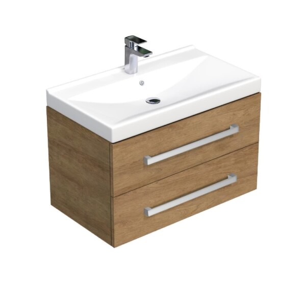 Kúpeľňová skrinka s umývadlom SAT Cube Way 80x53x46 cm dub Hickory CUBE46802DHVER CUBE46802DHVER