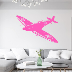 Veselá Stena Samolepka Stíhačka Supermarine Spitfire Farba: růžová, Veľkosť: 40 x 26 cm