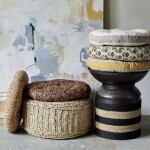 MADAM STOLTZ Gulatý podsedák Off White/Taupe