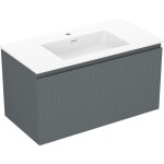 MEXEN/S - Rivel kúpeľňová skrinka 90 cm s umývadlom Otis, 1 šuplík, reliéf, grafit mat/biela mat 91A20-09047-1-BF66-W18M01