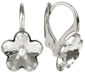 Levien Dievčenské strieborné náušnice Flower Crystal