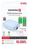 Swissten Space 10000 mAh modrá / Powerbanka s integrovanými káblami / USB-C + Lightning