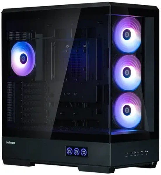 Zalman P50 DS čierna / Skriňa / Middle Tower / ATX / 4X 120 mm ARGB / 2x USB 3.2 Gen 2 / USB-C / bez zdroja (P50 DS Black)