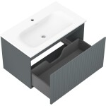 MEXEN/S - Rivel kúpeľňová skrinka 80 cm s umývadlom Vela, 1 šuplík, reliéf, grafit mat/biela mat 91A20-08047-1-BF66-W23M01