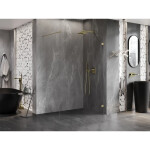 MEXEN/S - Lunar Sprchová zástena WALK-IN pravá 80 x 200, transparent 8 mm, zlato kefovaná 830-080-000-55-00-P