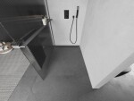MEXEN/S - Kioto+ Sprchová zástena WALK-IN s poličkou a držiakom uterákov 110 x 200, prúžky, grafit metal 800-110-121-95-09