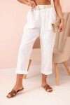 Dámske ľanové nohavice s bavlnou a opaskom biele UNI