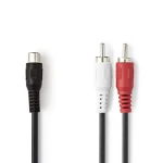 Nedis Stereo Audio kábel 2x RCA (M) - RCA (F) 0.20 m (CAGB24020BK02)