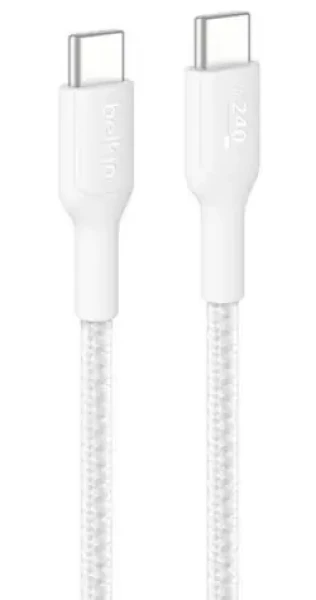 Belkin USB-C - USB-C biela / Opletený kábel / 240 W / 1 m (CAB025HQ1MWH)