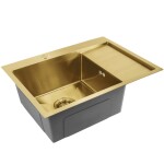 REA - Oceľový drez Fín BRUSH GOLD s kuchynskou batériou KPL-96013