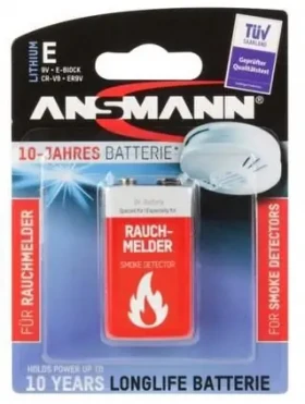 Ansmann 9V Lithium E-Block 10 rokov / Batéria / pre detektory dymu / 1 ks (5021023-01)