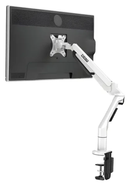 DESQ Držiak na monitor biela / Držiak pre jeden monitor / plynová pružina / VESA 75x75, 100x100 / nosnosť 3-12 kg (1720.01)