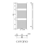 CERANO - Kúpeľňový radiátor Lincoln - stredové pripojenie 50mm/bočné - 366W - čierna matná - 1200x500 mm CER-429541