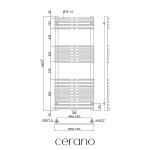 CERANO - Kúpeľňový radiátor Luigi - stredové pripojenie 50mm/bočné - 545W - čierna matná - 1200x500 mm CER-429694