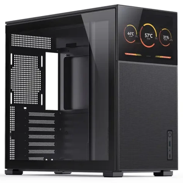 Jonsbo D41 MESH Screen čierna / ATX / 1x USB-A 3.0 / 1x USB-C 3.2 / bez zdroja / displej / priehľadná bočnica (D41 MESH BLACK SC)