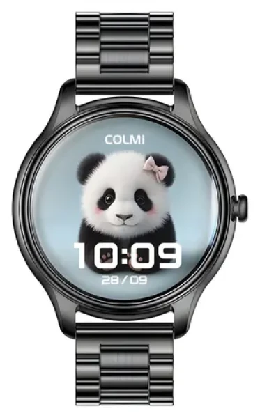 Colmi L28 čierne, oceľový remienok / Chytré hodinky / AMOLED / Bluetooth hovory / IP68 (L28 Black steel)