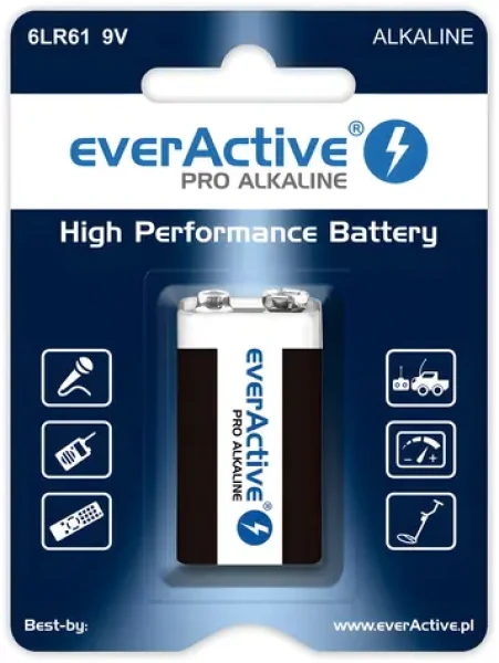 Batéria 9V (6LR61) 1 ks v blistri / Jednorazová batéria / 650 mAh (EV6LR61-PRO)