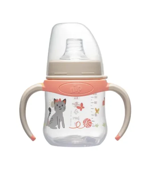 NIP Training hrnček PP 150ml mačička / ružová / od 6 mesiacov (NIP35058)